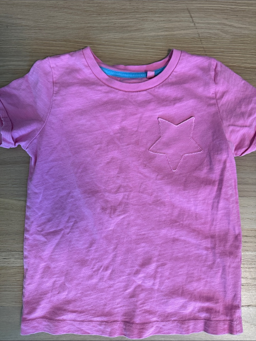 Mini Boden Pink Short-Sleeve Tee with Star Appliqué